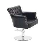 Sillón Leros Negro Vintage Pie Redondo Acero Inox P29 Y B.Hid B90
