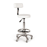 Taburete Con Respaldo Margarita Blanco Con Aro Reposapies Acc01 Y Bomba A Gas 40Cm (Gardenia)