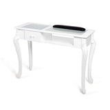 Mesa De Manicura Blanca Sin Aspirador Luna (Encimera De Cristal)