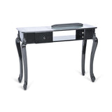 Mesa De Manicura Negra Sin Aspirador Luna (Encimera De Cristal)